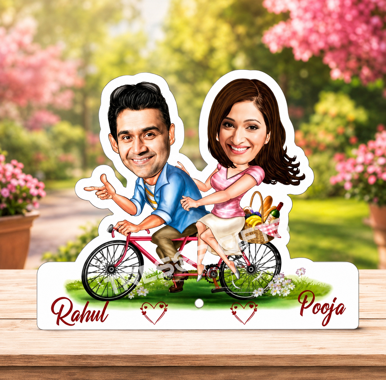 couple in scooter caricature