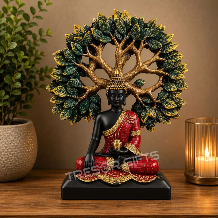 Buddha Statue Under Bodhi Tree Decorative Showpiece