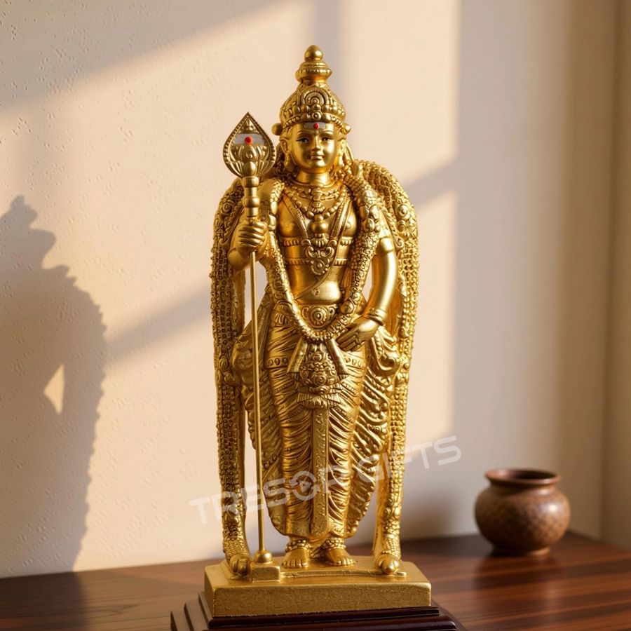 Murugan Resin Idol 17 cm (6 Inch) Gold Finish
