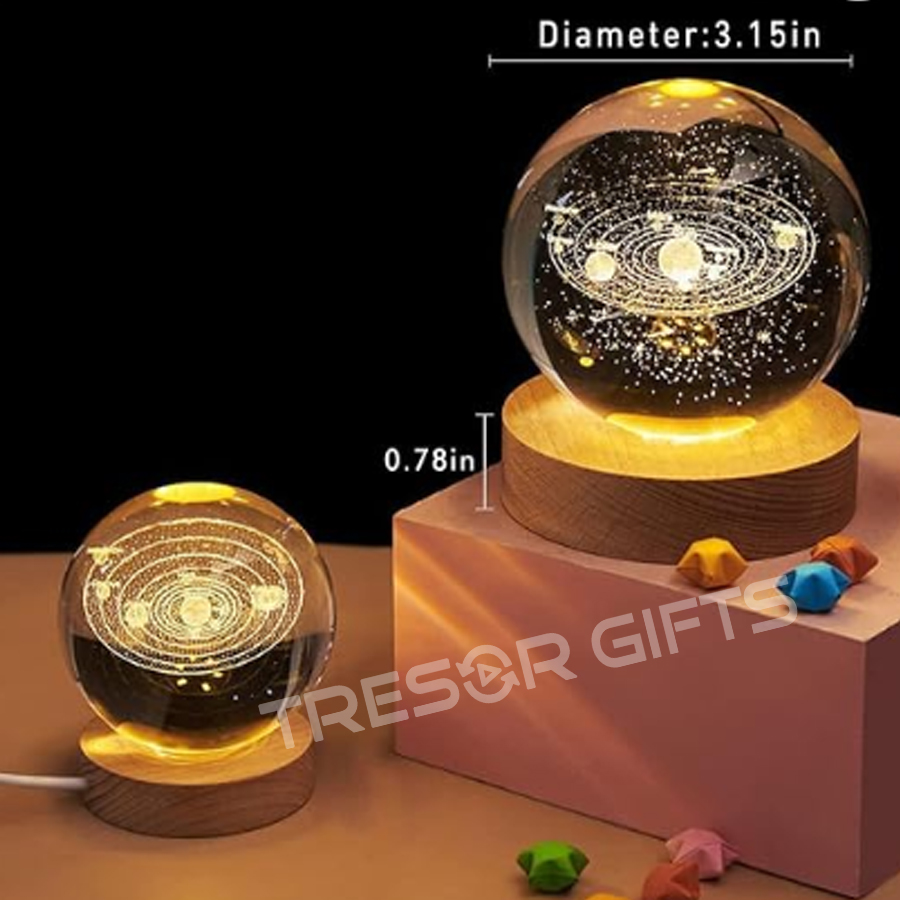 3D Solar System Crystal Ball Night Lamp
