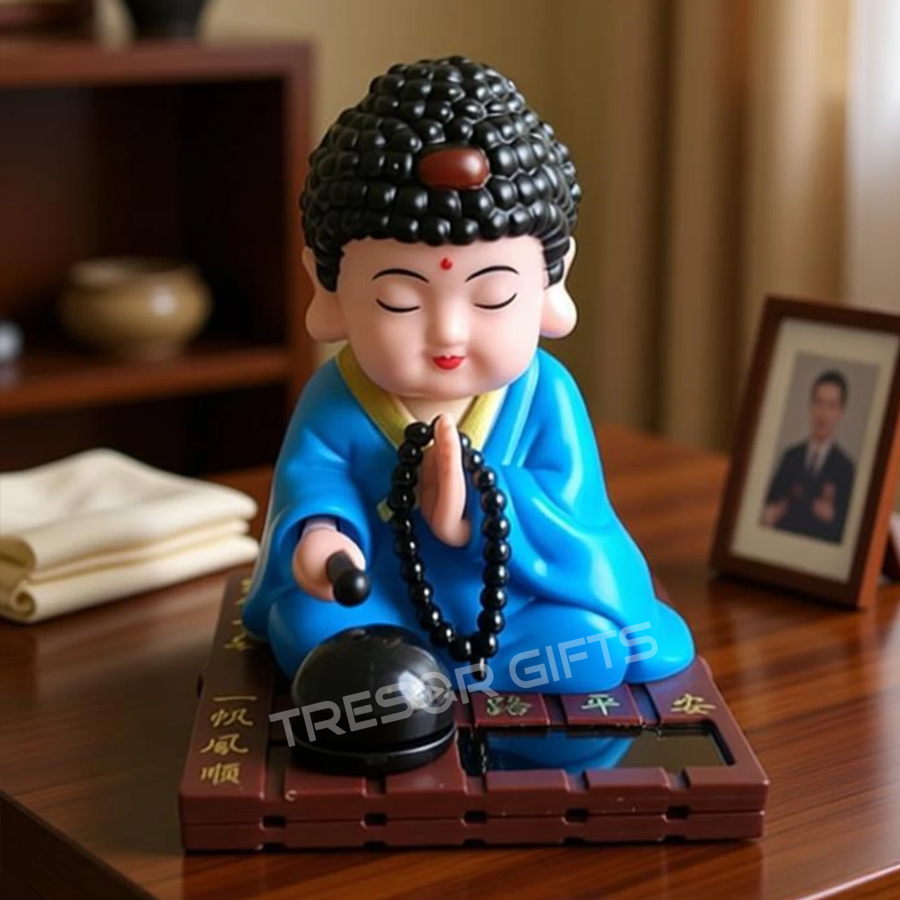 Solar Powered Buddha Bobblehead for Car and Office Desk