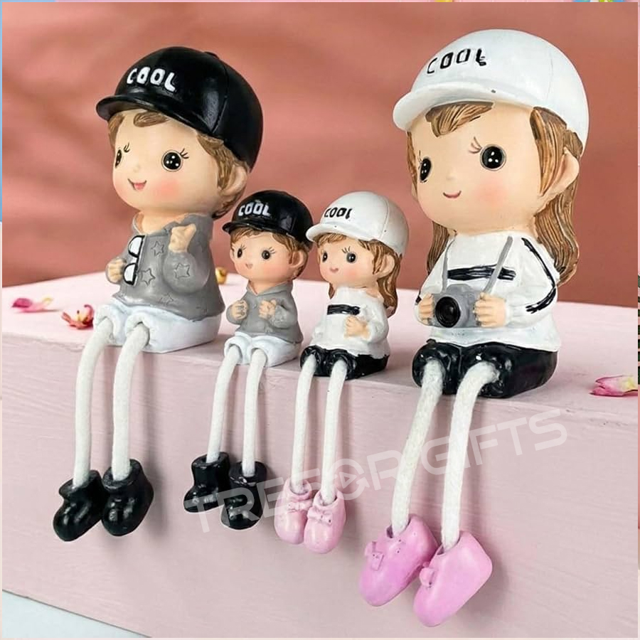 Family Figurine Set of 4 with Dangling Legs 2