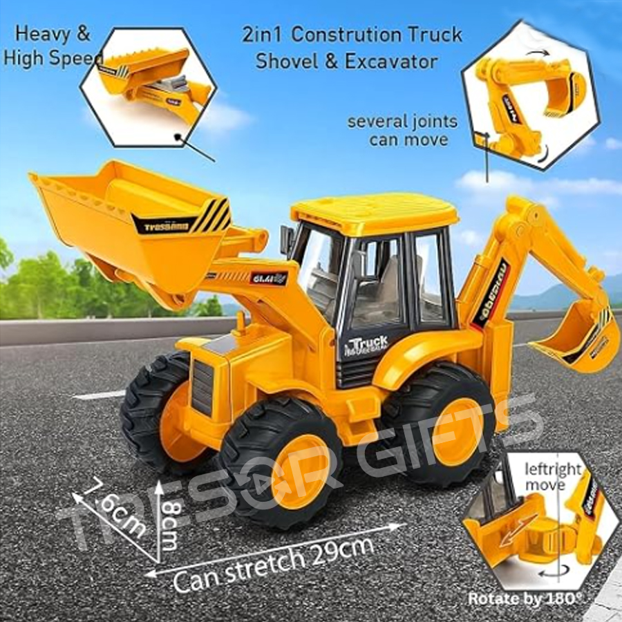 2 in 1 Bulldozer and Excavator Construction Toy Vehicle