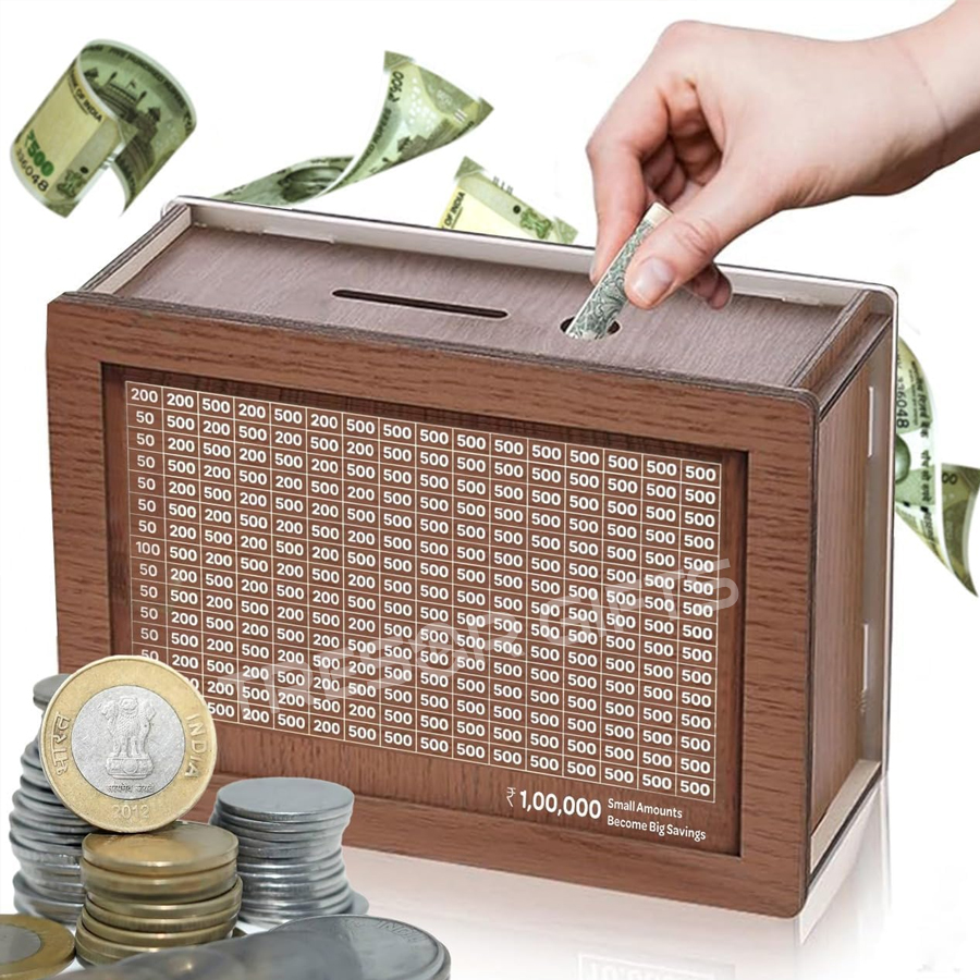 Modern Wooden Money Saving Box 1 Lakh