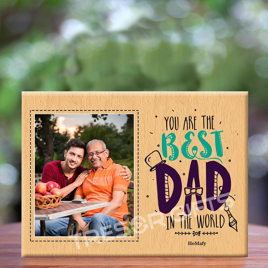 Best Dad Wooden Photo Plaque